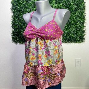 Floral Pink and Multicolor Women's Top